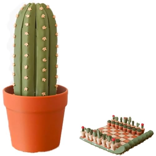 3D Printed 32PCS Cactus Chess Board Set,Aufrollbares Kakteen-Schachspiel mit Pflanztopf, Figuren mit Sukkulentenmotiven als Geschenk für Reisen und Pflanzenliebhaber von YZBBSH