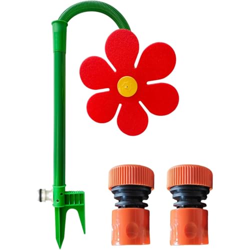 Crazy Dancing Daisy Sprinkler, 360° drehbarer lustiger Blumenrasen-Wassersprinkler, Gartenbewässerungswerkzeug für Kinder im Freien Spielen & Hofbewässerungsspaß (Rot) von YZBBSH