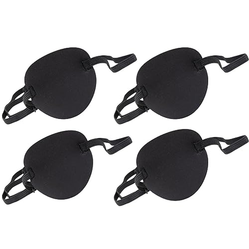 Augenklappen, 4 Stück Elastische Augenklappe, Visuell Korrigiert Augenabdeckungen Verstellbar Augenklappen mit Schnalle für Amblyopie Faule Augenklappen(Schwarz) von YZDZSW