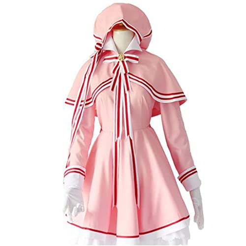 YZGAH Anime Kinomoto Sakura Cosplay Kostüm Halloween Weihnachten Uniform Outfit Full Set (Rosa,XL) von YZGAH