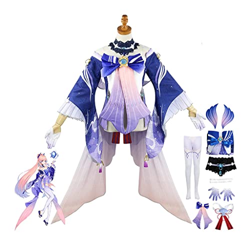 YZGAH Genshin Sangonomiya Kokomi Cosplay Kostüm Outfit Spielfiguren Uniformkleid Full Set Halloween Party (Sangonomiya Kokomi,3XL) von YZGAH