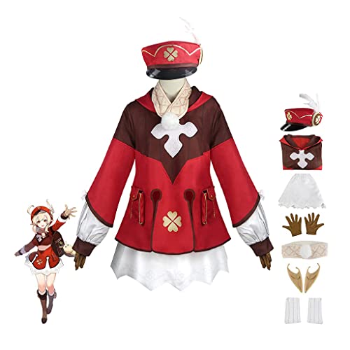 YZGAH Spiel Genshin Klee Cosplay Kostüme Outfit Full Set Dress Up Anzug Mit Hut Halloween Weihnachten (Klee,S) von YZGAH