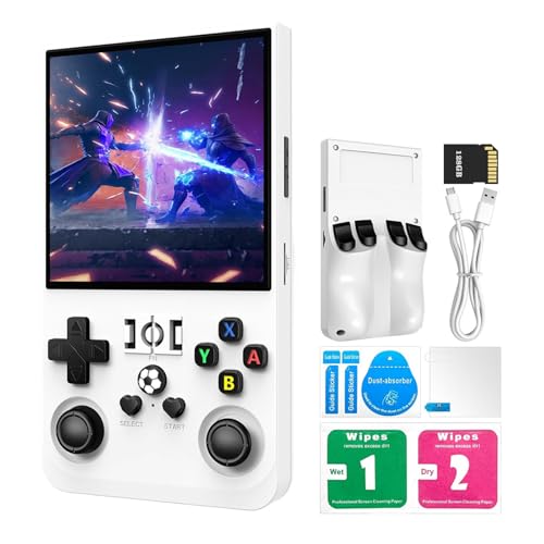 Retro Konsole Handheld R36 Max, 4-Zoll-IPS Retro Handheld Game Console, Retro Handheld Spielkonsole-128 GB Speicher, über 40.000 Spiele, Linux-System, 4000-mAh-Akku (Weiß) von YZOSTFON