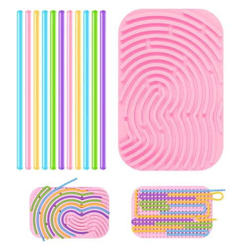 YZROHYI Sensorik Spielzeug Silikon Board,Sensory Activity Board Silicone,Sensory Fidget Toys,Sensorisches Aktivitätsbrett mit 11 Zubehör Schnüren,Autismus Brett Kinder,Spiele für Autistische Kinder von YZROHYI