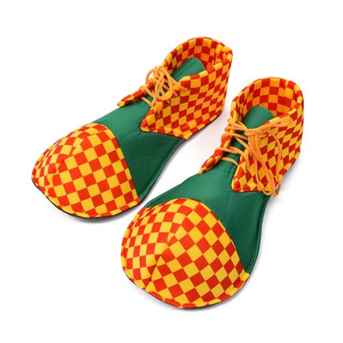 YZZT 1 Paar karierte Clownschuhe, große lustige Spoof-Schuhe, Clown-Kostüm, Zubehör, Kinder, Clown-Schuhüberzüge, Einheitsgröße, verstellbare Schnürschuhe, Party-Performance-Anziehschuhe YZZT 1 Paar karierte Clownschuhe, große lustige Spoof-Schuhe, Clown-Kostüm, Zubehör, Kinder, Clown-Schuhüberzüge, Einheitsgröße, verstellbare Schnürschuhe, Party-Performance-Anziehschuhe von YZZT