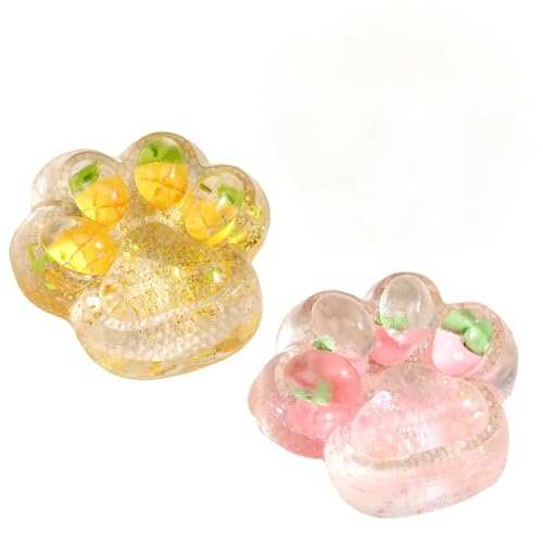 YZZT 2 Stück Taba Squishy Katzenpfote Squishy Früchte Taba Katzenpfote Mochi Squishy Cute Taba Squishy Paw Fidget Toys zum Stressabbau und Entspannen für Geburtstagsparty und Festival Geschenk Kinder von YZZT