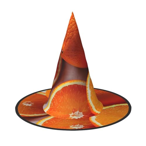 YaWea Hexenhüte zum Aufhängen, Motiv: frische orangefarbene Früchte, faltbare Spitzkappe, Kostüm-Accessoire, für Halloween-Party, 1 Stück YaWea Hexenhüte zum Aufhängen, Motiv: frische orangefarbene Früchte, faltbare Spitzkappe, Kostüm-Accessoire, für Halloween-Party, 1 Stück von YaWea