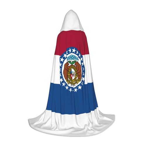 YaWea Missouri Umhang mit Staatsflagge, Renaissance-Umhang für Damen und Herren, Erwachsene, mittelalterlicher Umhang, Wikingerumhang, Zauberer-Bademantel mit Kapuze von YaWea