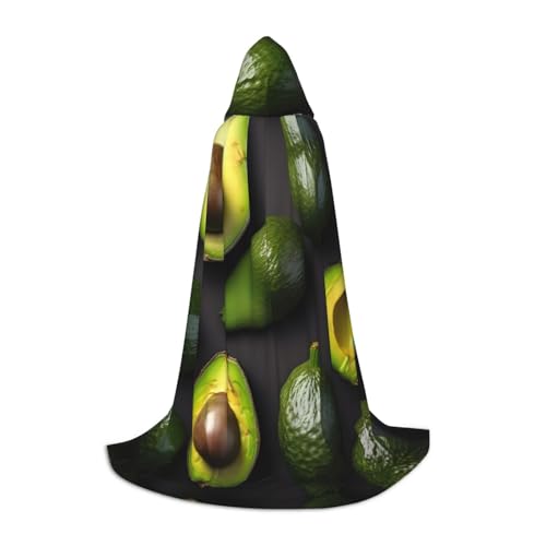 YaWea Renaissance-Umhang mit Avocado-Obstmuster-Druck, für Damen und Herren, Erwachsenen-Umhang, mittelalterlicher Umhang, Wikingerumhang, Zauberer-Umhang mit Kapuze von YaWea