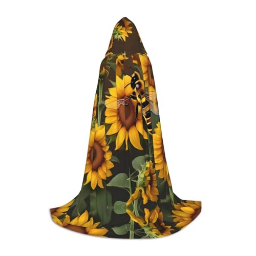YaWea Renaissance-Umhang mit Bienen- und Sonnenblumen-Aufdruck, für Damen und Herren, Mittelalter-Umhang, Wikingerumhang, Zauberer-Umhang mit Kapuze YaWea Renaissance-Umhang mit Bienen- und Sonnenblumen-Aufdruck, für Damen und Herren, Mittelalter-Umhang, Wikingerumhang, Zauberer-Umhang mit Kapuze von YaWea
