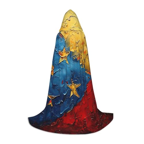 YaWea Renaissance-Umhang mit Flagge von Venezuela, für Damen und Herren, Erwachsene, mittelalterlicher Umhang, Wikingerumhang, Zauberer-Bademantel mit Kapuze von YaWea