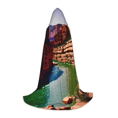 YaWea Renaissance-Umhang mit Grand Canyon-Aufdruck, für Damen und Herren, Mittelalter-Umhang, Wikingerumhang, Zauberer-Umhang mit Kapuze von YaWea