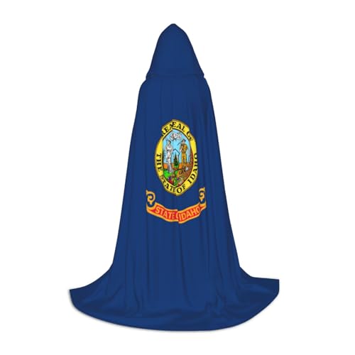 YaWea Renaissance-Umhang mit Idaho Staatsflagge, für Damen und Herren, Erwachsene, mittelalterlicher Umhang, Wikingerumhang, Zauberer-Bademantel mit Kapuze von YaWea