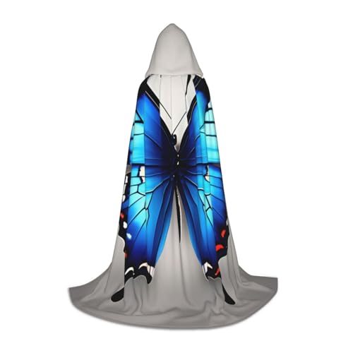 YaWea Renaissance-Umhang mit Kapuze und blauem Schmetterlings-Aufdruck, für Damen und Herren, Mittelalter-Umhang, Wikingerumhang, Zauberer-Umhang mit Kapuze YaWea Renaissance-Umhang mit Kapuze und blauem Schmetterlings-Aufdruck, für Damen und Herren, Mittelalter-Umhang, Wikingerumhang, Zauberer-Umhang mit Kapuze von YaWea