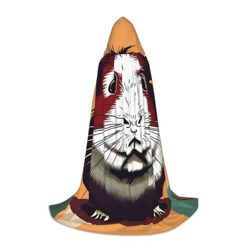 YaWea Renaissance-Umhang mit Meerschweinchen-Muster, für Damen und Herren, Mittelalter-Umhang, Wikingerumhang, Zauberer-Umhang mit Kapuze von YaWea