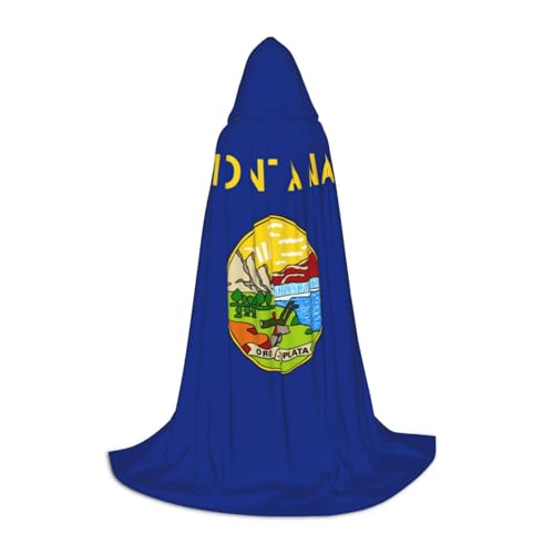 YaWea Renaissance-Umhang mit Montana-Staatsflagge, für Damen und Herren, Erwachsene, mittelalterlicher Umhang, Wikingerumhang, Zauberer-Bademantel mit Kapuze von YaWea