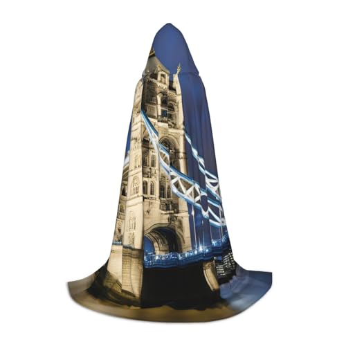 YaWea Renaissance-Umhang mit Turmbrücke in London, für Damen und Herren, Erwachsenen-Umhang, Mittelalter-Umhang, Wikingerumhang, Zauberer-Umhang mit Kapuze von YaWea
