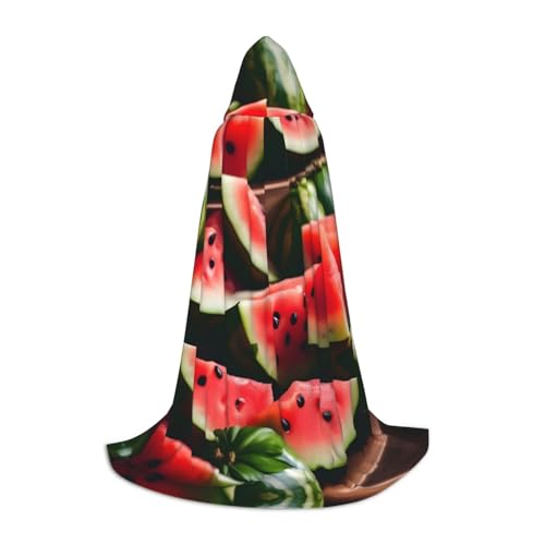 YaWea Renaissance-Umhang mit Wassermelonen-Motiv und frischem Obstdruck, für Damen und Herren, Erwachsene, mittelalterlicher Umhang, Wikingerumhang, Zauberer-Bademantel mit Kapuze von YaWea
