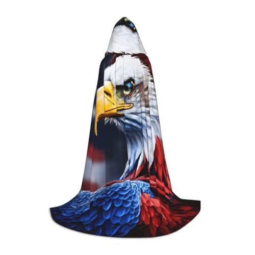 YaWea Renaissance-Umhang mit amerikanischem Weißkopfseeadler, für Damen und Herren, Erwachsene, mittelalterlicher Umhang, Wikingerumhang, Zauberer-Bademantel mit Kapuze von YaWea