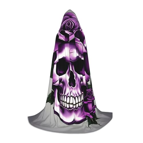 YaWea Renaissance-Umhang mit violetter Rose und Totenkopf-Aufdruck, für Damen und Herren, Mittelalter-Umhang, Wikingerumhang, Zauberer-Umhang mit Kapuze YaWea Renaissance-Umhang mit violetter Rose und Totenkopf-Aufdruck, für Damen und Herren, Mittelalter-Umhang, Wikingerumhang, Zauberer-Umhang mit Kapuze von YaWea