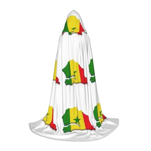 YaWea Umhang mit Senegal-Flagge, Renaissance-Umhang für Damen und Herren, Erwachsenen-Umhang, Mittelalter-Umhang, Wikingerumhang, Zauberer-Umhang mit Kapuze von YaWea
