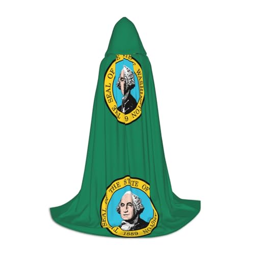 YaWea Umhang mit Washington-Flagge, Renaissance-Umhang für Damen und Herren, Erwachsenen-Umhang, Mittelalter-Umhang, Wikingerumhang, Zauberer-Umhang mit Kapuze von YaWea