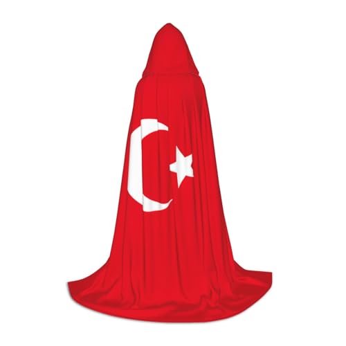 YaWea Umhang mit der Flagge der Türkei, Renaissance-Umhang für Damen und Herren, Erwachsene, mittelalterlicher Umhang, Wikingerumhang, Zauberer-Bademantel mit Kapuze von YaWea