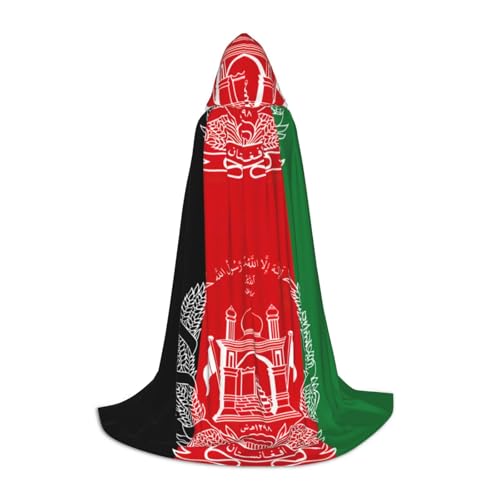 YaWea Umhang mit der Flagge von Afghanistan, Renaissance-Umhang mit Kapuze, für Damen und Herren, Mittelalter-Umhang, Wikingerumhang, Zauberer-Bademantel mit Kapuze von YaWea