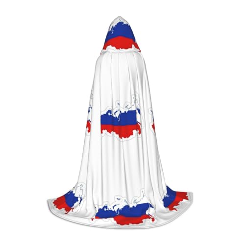 YaWea Umhang mit russischer Flagge, Renaissance-Umhang mit Kapuze, für Damen und Herren, Erwachsene, mittelalterlicher Umhang, Wikingerumhang, Zauberer-Bademantel mit Kapuze von YaWea