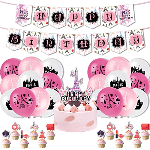Paris Party Dekorationen - Eiffelturm Themed Geburtstag Banner, Ballons, Kuchen Cupcake Toppers für Mädchen, Hochzeit, Baby Shower - Romantische Photo Booth Supplies Paris Party Dekorationen - Eiffelturm Themed Geburtstag Banner, Ballons, Kuchen Cupcake Toppers für Mädchen, Hochzeit, Baby Shower - Romantische Photo Booth Supplies von YaYuanSun