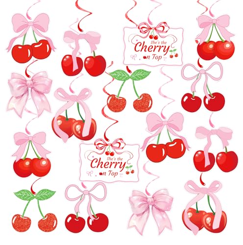 She's The Cherry On Top Banner Folie Wirbel Babyparty Dekor Kirschthema Junggesellinnenabschied Brautparty Geburtstag Party Obst Dekorationen für Mädchen Frauen (Kirschspiralen) von YaYuanSun