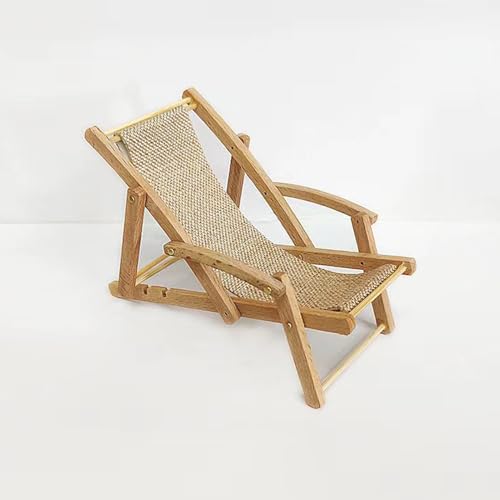Miniatur-Strandstuhl Für Puppenhäuser, Min-i-Liegestühle Aus Holz, kleiners Dekorativer Liegestuhl, stran-d-Miniatur-Ornament Mit Meeresmotiv, Puppenhaus-Möbelzubehör Für Drinnen Und Draußen von Yabauuop