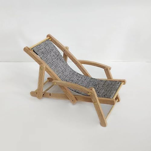 Miniatur-Strandstuhl Für Puppenhäuser, Min-i-Liegestühle Aus Holz, kleiners Dekorativer Liegestuhl, stran-d-Miniatur-Ornament Mit Meeresmotiv, Puppenhaus-Möbelzubehör Für Drinnen Und Draußen von Yabauuop
