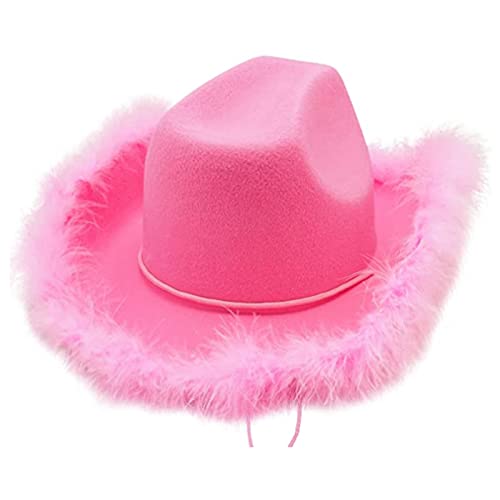 Pinke Cowgirl-Hüte, Filz-Cowgirl-Huts Mit Federbesatz, Unisex, Breite Krempe, Filz, Flauschiger Federbesatz, Cowgirl-Damenhut, Kostümhüte, Western-Kostüm, Cowboy-Huts, Dress Up, Rolle, Cosplay-Zubehör Pinke Cowgirl-Hüte, Filz-Cowgirl-Huts Mit Federbesatz, Unisex, Breite Krempe, Filz, Flauschiger Federbesatz, Cowgirl-Damenhut, Kostümhüte, Western-Kostüm, Cowboy-Huts, Dress Up, Rolle, Cosplay-Zubehör von Yabauuop