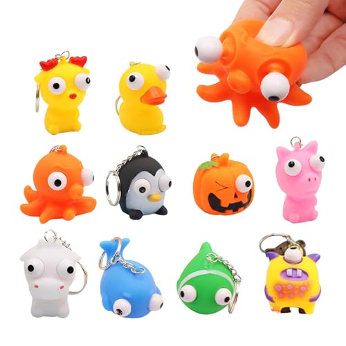 Squish Schlüsselanhänger- Weicher Tier Schlüsselanhänger, Lustiger Tier-Mochi Squish Spielzeug Schlüssela-nhänger, Mochi Squ-ish Toy Pop Out Eyes Dekompression Home Decor Ostern Partygeschenke von Yabauuop