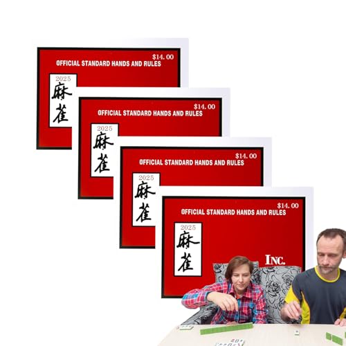 Yabauuop 2025 Mahjong Karten,Mahjong Kartenspiel | 4 teiliges Tragbares Spielbrett Klare Großschrift für Familie Verein Reise Lernen Zuhause von Yabauuop