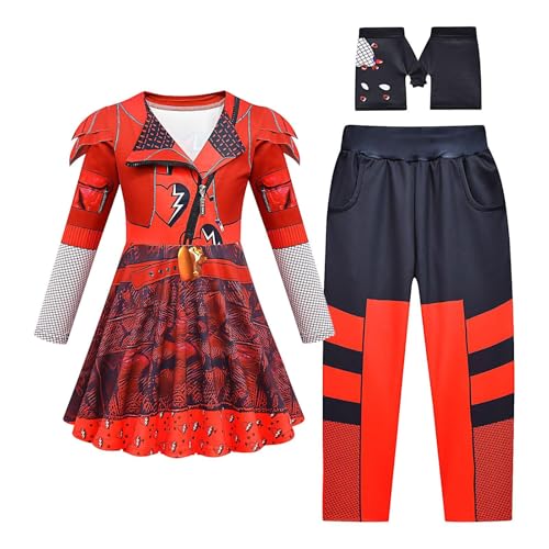 Yabauuop Mädchenkostüm - Rotes Cosplay Für Mädchen - Rock Hose Handschuhe Outfit Für Halloween Geburtstag Rollenspiel Kleinkind Yabauuop Mädchenkostüm - Rotes Cosplay Für Mädchen - Rock Hose Handschuhe Outfit Für Halloween Geburtstag Rollenspiel Kleinkind von Yabauuop