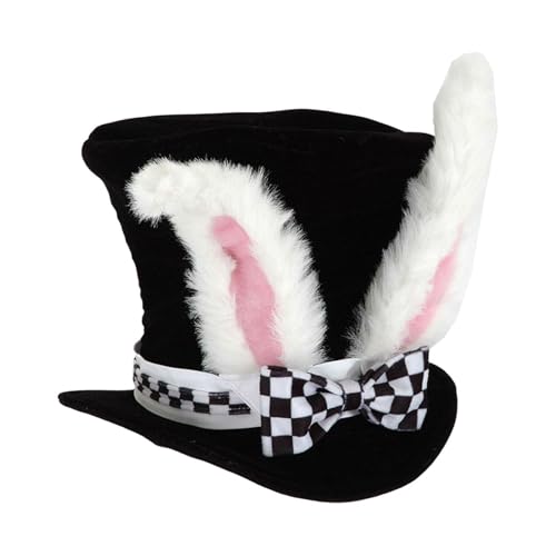 Yabauuop Osterhasenohren Zylinder, Teeparty-Märzhasenhut, Cosplay-Kostüm, Kaninchenhüte Mit Angenähten Ohren Und Schleife, Kaninchenkostüm, Osterparty Yabauuop Osterhasenohren Zylinder, Teeparty-Märzhasenhut, Cosplay-Kostüm, Kaninchenhüte Mit Angenähten Ohren Und Schleife, Kaninchenkostüm, Osterparty von Yabauuop