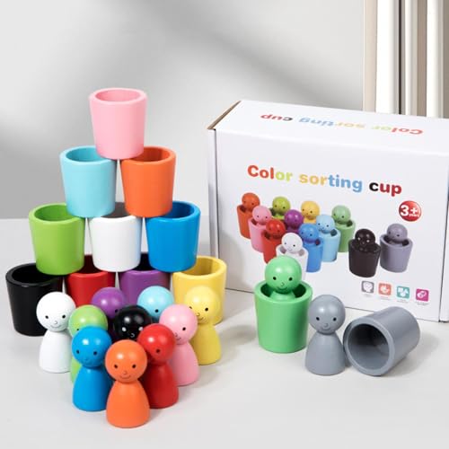Yabauuop Regenbogen-Steckpuppen In Bechern, Passende Holzspiele Zum Erlernen Der Farbsortierung Und des Zählens, Pädagogischer Farbklassifizierungsbecher, Vorschulspielzeug Für Die Feinmotorik Yabauuop Regenbogen-Steckpuppen In Bechern, Passende Holzspiele Zum Erlernen Der Farbsortierung Und des Zählens, Pädagogischer Farbklassifizierungsbecher, Vorschulspielzeug Für Die Feinmotorik von Yabauuop