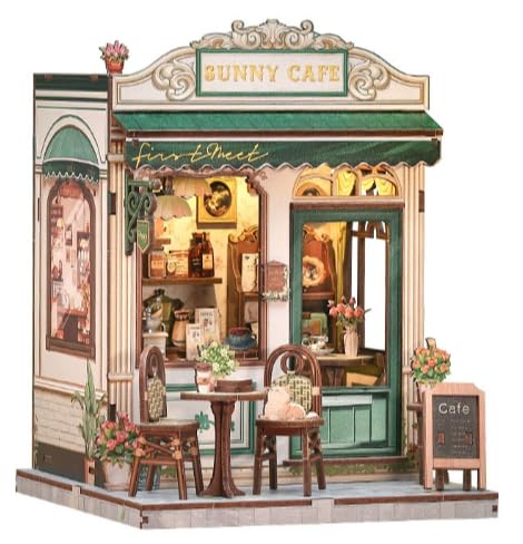 DIY Miniature Dollhouse Kit, DIY Café Coffee Shop Puppenhaus Kit, Gebäude Puzzle, Geburtstag Geschenke für Erwachsene Frauen Mädchen (Grün) von Yabound