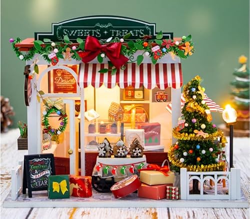 Miniatur Haus Weihnachtsnacht, DIY Miniatur Weihnachts Puppenhaus, Handgemachtes Geschenk für Weihnachten, Miniature House Geschenk für Erwachsene Freunde und Liebhaber (Weiß) von Yabound