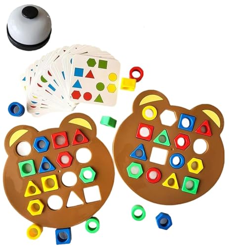 Hailoyearn -Formpassungsspiel, geometrische Form schnell passender Brettspiel, farblich sensorisches Bildungsspielzeug, niedlicher Bären -geformtes Checkerboard Interactive Brettspiel (1set) von Yacriso