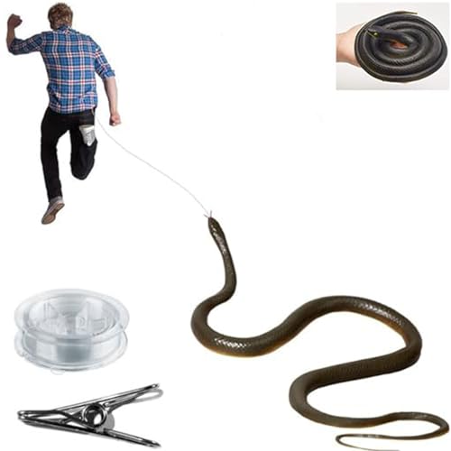 Yacriso Schlangenstreich mit Schnurclip, ansteckbarer Schlangenstreich, Gummischlange mit Schnurclip, DIY-Golf-Schlangenstreich mit Schnur, realistischer Schlangenstreich, der Menschen jagt (Grey) von Yacriso