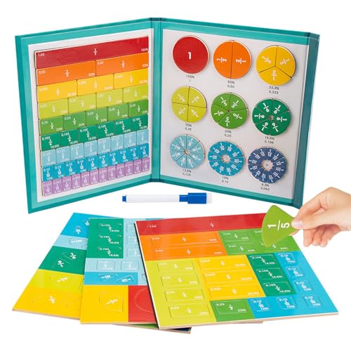 Yaepoip Magnetic Fraction Demonstration Book, Magnetic Fraction Tiles - 102 PCS Math Manipulatives with FractionTiles & Circles (1set) von Yaepoip