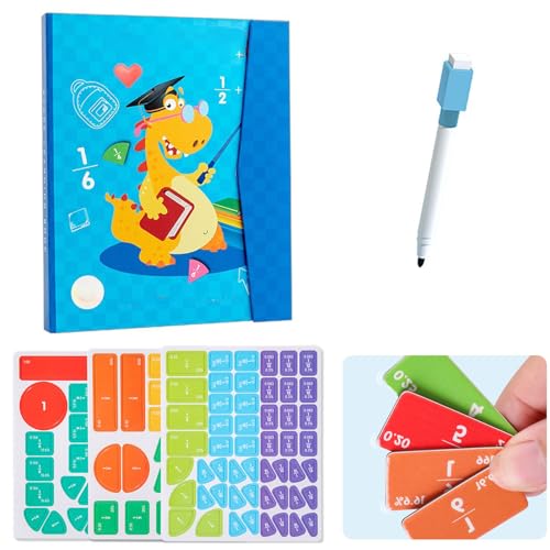 Yaepoip Simply Magic Magnetic Fraction Tiles & Fraction Circles with Percentages - Fraction & Percent Strips & Bars, Fractions Manipulatives Learning Games for Elementary School (Little Dinosaur) von Yaepoip