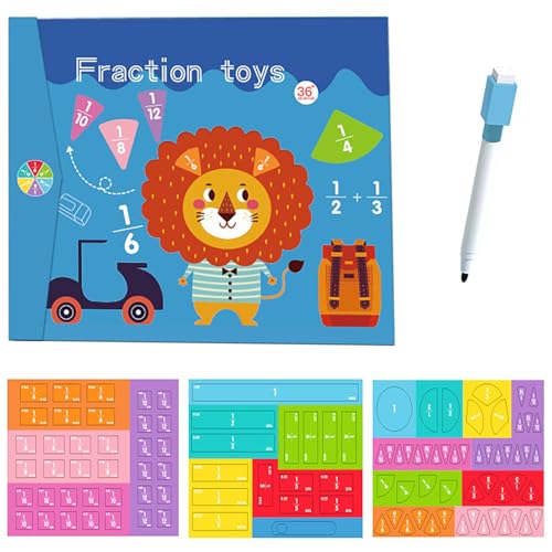 Yaepoip Simply Magic Magnetic Fraction Tiles & Fraction Circles with Percentages - Fraction & Percent Strips & Bars, Fractions Manipulatives Learning Games for Elementary School (Little Lion) von Yaepoip
