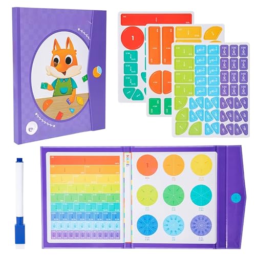 Yaepoip Simply Magic Magnetic Fraction Tiles & Fraction Circles with Percentages - Fraction & Percent Strips & Bars, Fractions Manipulatives Learning Games for Elementary School (Little Squirrel) von Yaepoip