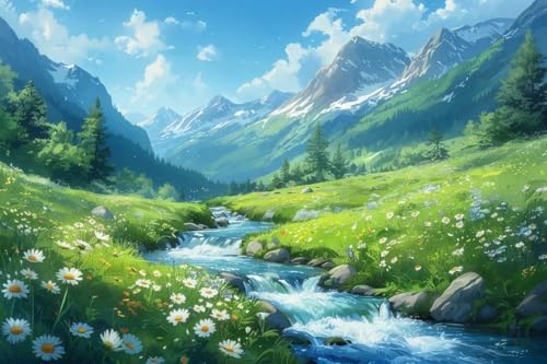 Fun Jigsaw Puzzle 500 Teile für Erwachsene Coole Anime Bergbach und Wildblumen Anime Holzpuzzles Familienerziehungsspiel Eltern-Kind-Spiel 52,1 x 38,1 cm Fun Jigsaw Puzzle 500 Teile für Erwachsene Coole Anime Bergbach und Wildblumen Anime Holzpuzzles Familienerziehungsspiel Eltern-Kind-Spiel 52,1 x 38,1 cm von Yaesttie