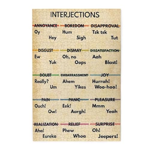 Fun Jigsaw Puzzle 500 Teile für Erwachsene Englisch Interjektionen Bildung Grammatik Wortschatz Wissen Puzzle Holzpuzzles 52,1 x 38,1 cm Fun Jigsaw Puzzle 500 Teile für Erwachsene Englisch Interjektionen Bildung Grammatik Wortschatz Wissen Puzzle Holzpuzzles 52,1 x 38,1 cm von Yaesttie