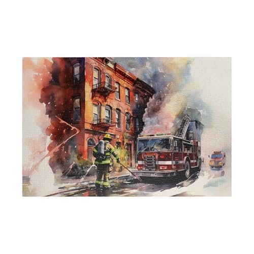 Fun Jigsaw Puzzle 500 Teile für Erwachsene Rowhouse Feuerwehrleute Kampf Feuerwehr Feuerwehrmann Puzzle Spiel Dekompression Spielzeug Beste Geschenke 52.1 cmx38.1 cm von Yaesttie